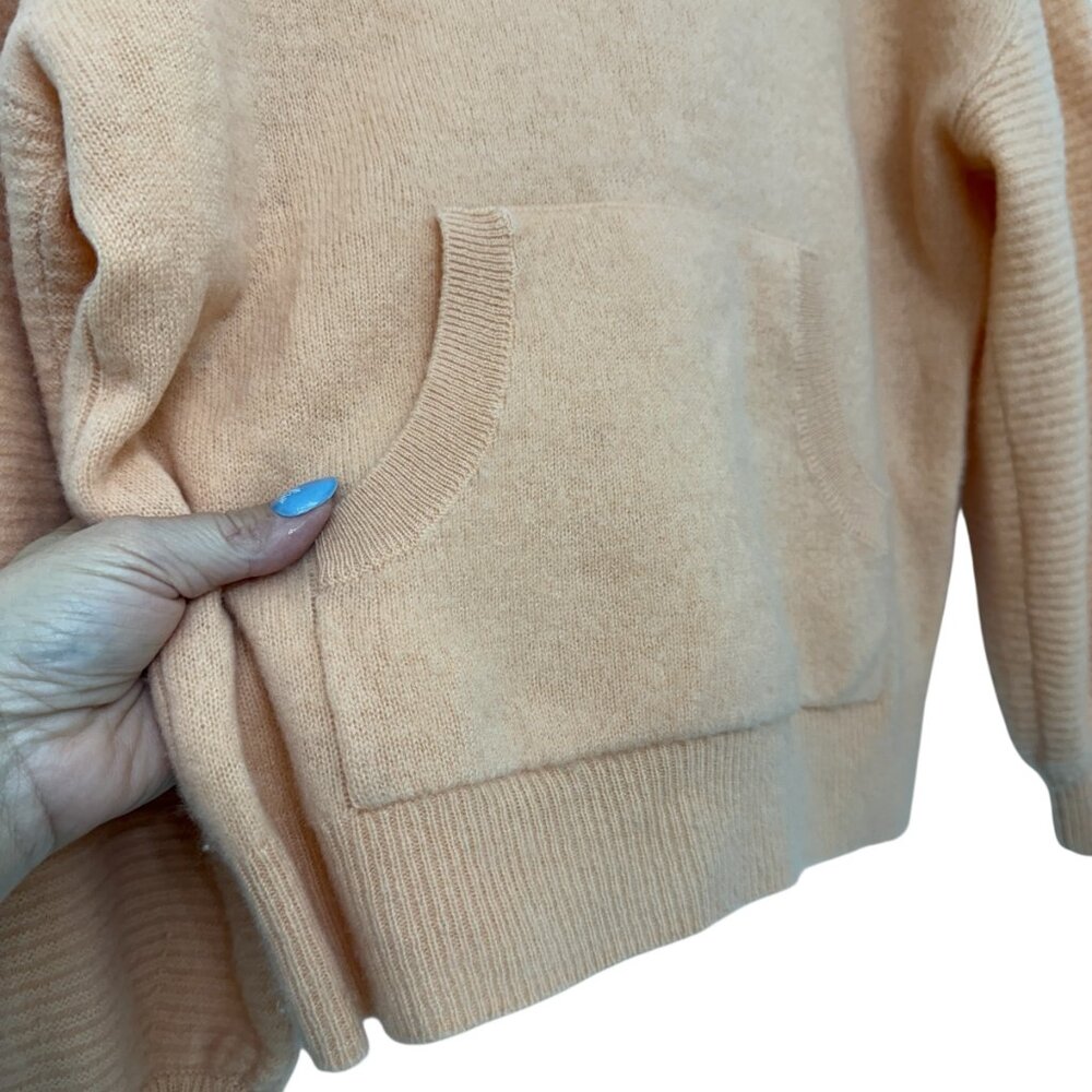 Naadam Signature Cashmere Ribbed Sleeves Hoodie in Peach Women's Size XS - Picture 4 of 6